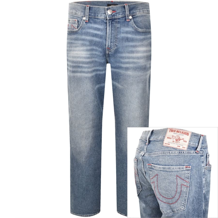 パンツ TRUE RELIGION RICKY STUDS STRAIGHT DENIM True Religion Mens Original Ricky Black Denim Jeans With